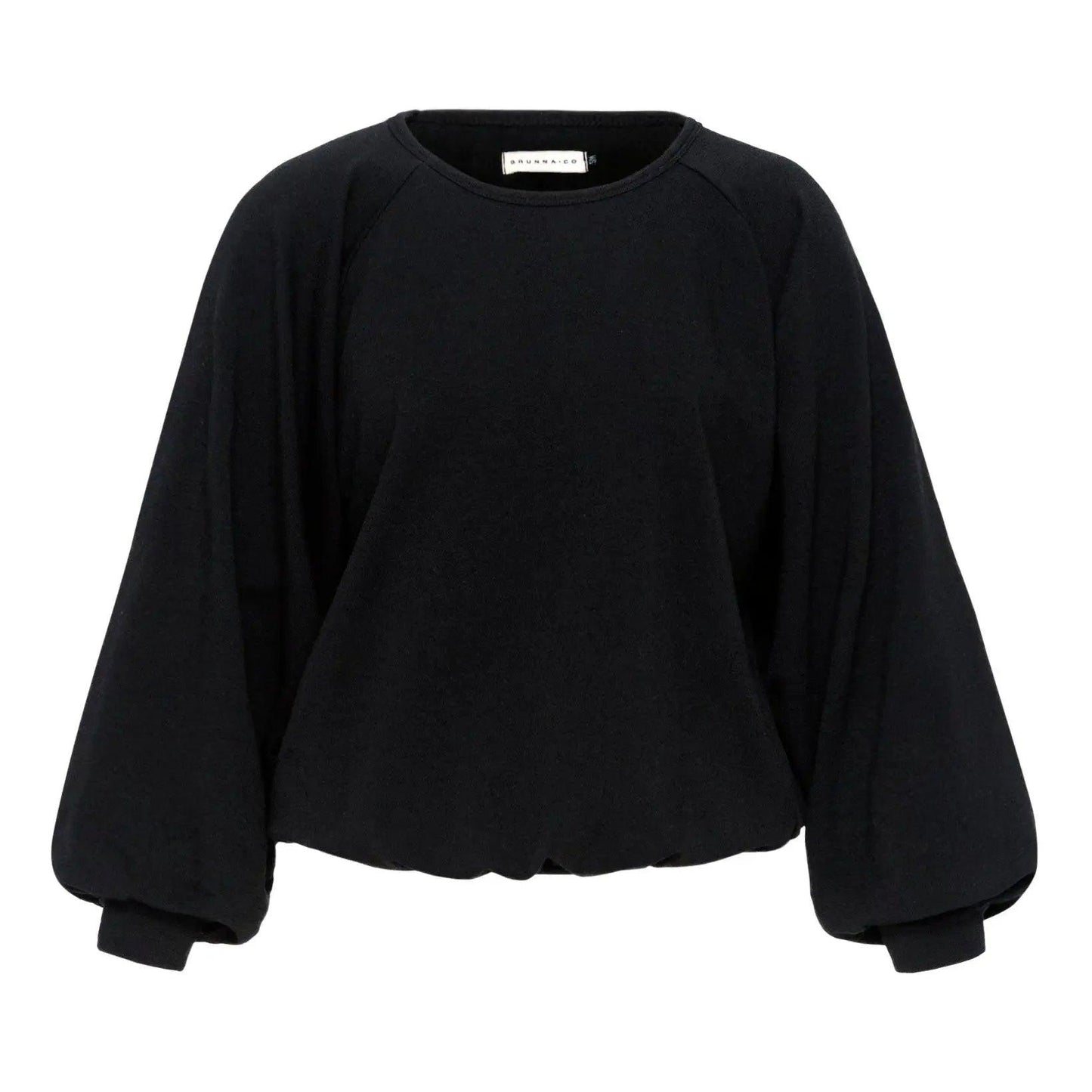 Black women's oversized sweatshirt with balloon sleeves, casual fashion top
