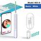 White NE3-D ear cleaning tool with app view, USB charger, and green tips for safe ear care