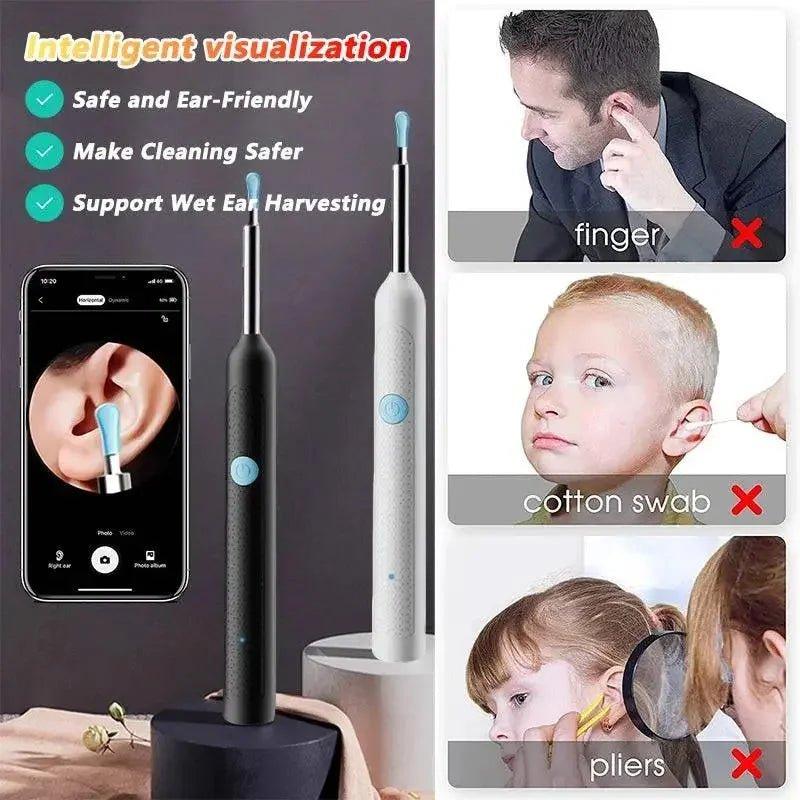 Smart ear cleaning tool with camera visualization, safe for kids, replaces fingers, cotton swabs, pliers