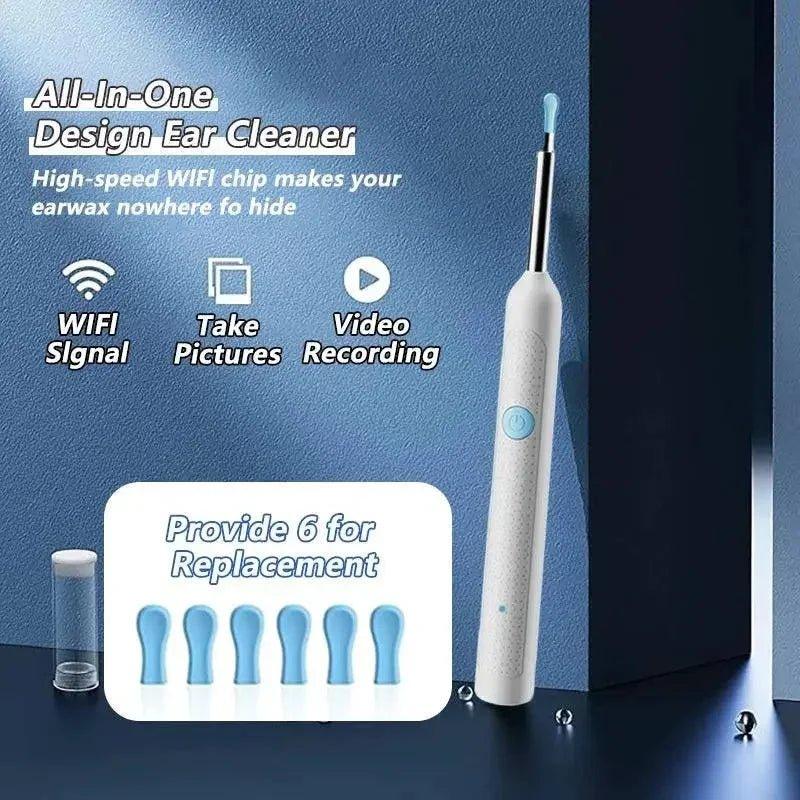All-in-one ear cleaner with WiFi, video recording, and 6 replacement tips for safe earwax removal