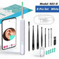 White 8-piece ear cleaning kit with LED camera, smartphone app, and interchangeable tips for safe ear care