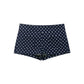 Navy blue polka dot women's shorts with back pockets, stylish fashion bottom