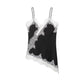 Black lace trim camisole top for women's fashion, elegant and stylish sleepwear or layering piece