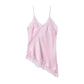 Pink lace-trimmed satin camisole for women's fashion and loungewear