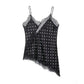 Black polka dot lace camisole top for women's fashion