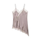 Elegant lace-trimmed satin camisole for women's fashion and sleepwear
