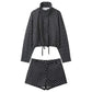 Black and white polka dot women's crop top and shorts set, stylish fashion outfit