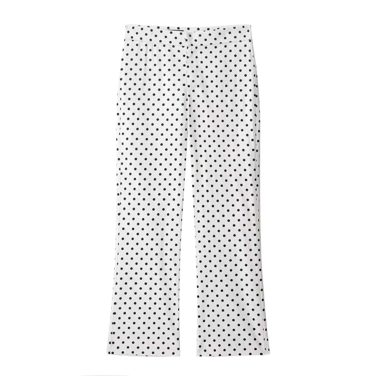 White polka dot wide-leg pants for women's fashion