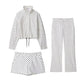 Women's polka dot 3-piece set: cropped top, shorts, and pants for stylish fashion outfits