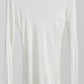 White long sleeve women's fashion top, soft knit, round neck, casual style