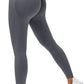 Gray high-waisted workout leggings with butt lift design, paired with white sneakers for fitness fashion