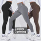 Women's high-waist leggings in 3 colors with printed logos, perfect for fitness and fashion