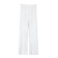 White wide-leg women's fashion pants with elastic waistband, soft and comfortable for casual wear
