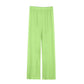 Lime green women's wide-leg lounge pants with elastic waist, soft fabric, casual fashion