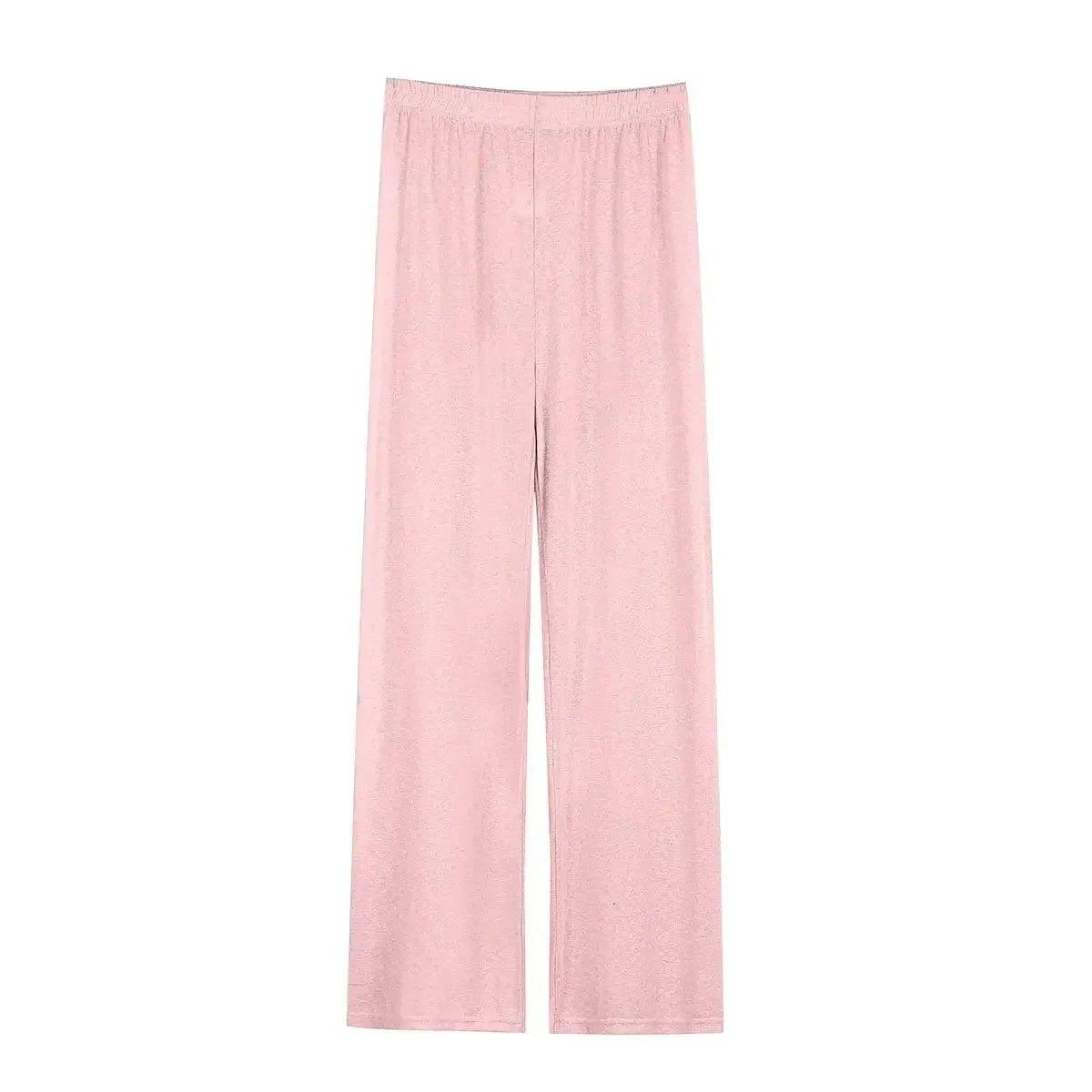 Soft pink wide-leg lounge pants for women, comfortable fashion wear