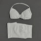 White women's bra and matching underwear set, minimalist fashion lingerie