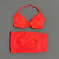 Vibrant red halter bikini top and matching bottoms, women's swimwear set