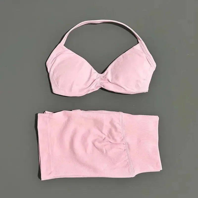 Pink women's bra and matching high-waist underwear set for fashion and comfort