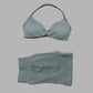 Gray women's bikini set with halter top and matching bottoms