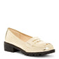 Cream patent leather loafer with chunky sole, women's fashion shoe in multiple colors