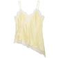 Cream lace-trimmed satin camisole top for women's fashion and lingerie