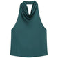 Emerald green sleeveless cowl neck top for women's fashion