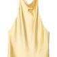 Elegant yellow satin halter top for women's fashion