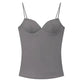 Gray women's spaghetti strap camisole top with sweetheart neckline, perfect for layering or casual wear.