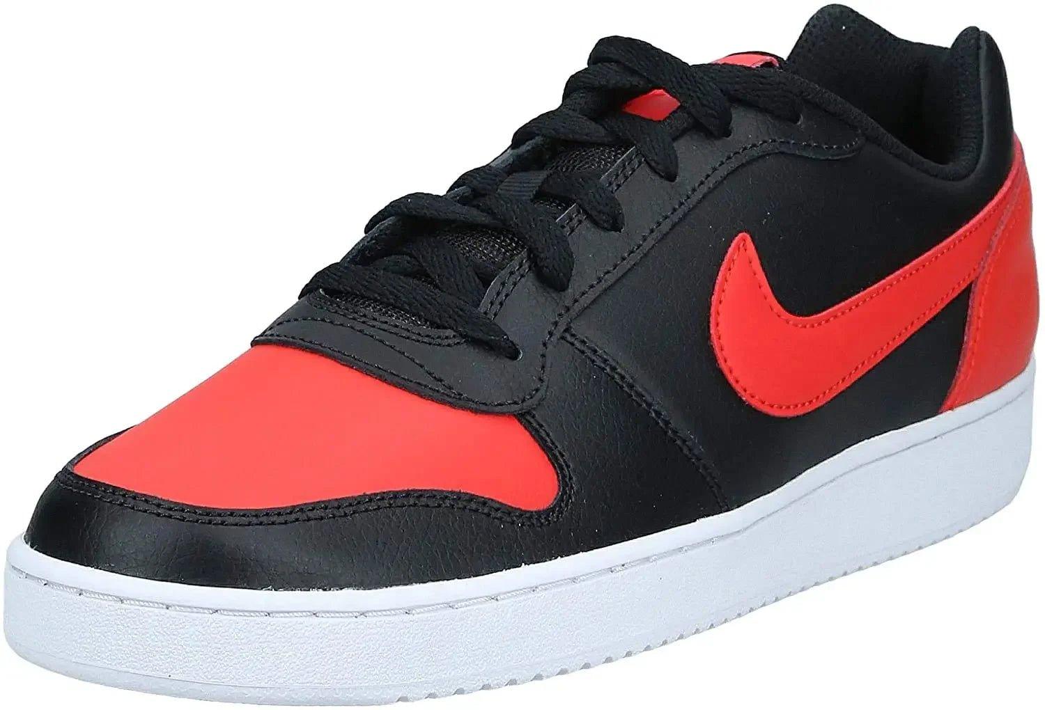 Black and red Nike sneaker with white sole, women's fashion footwear