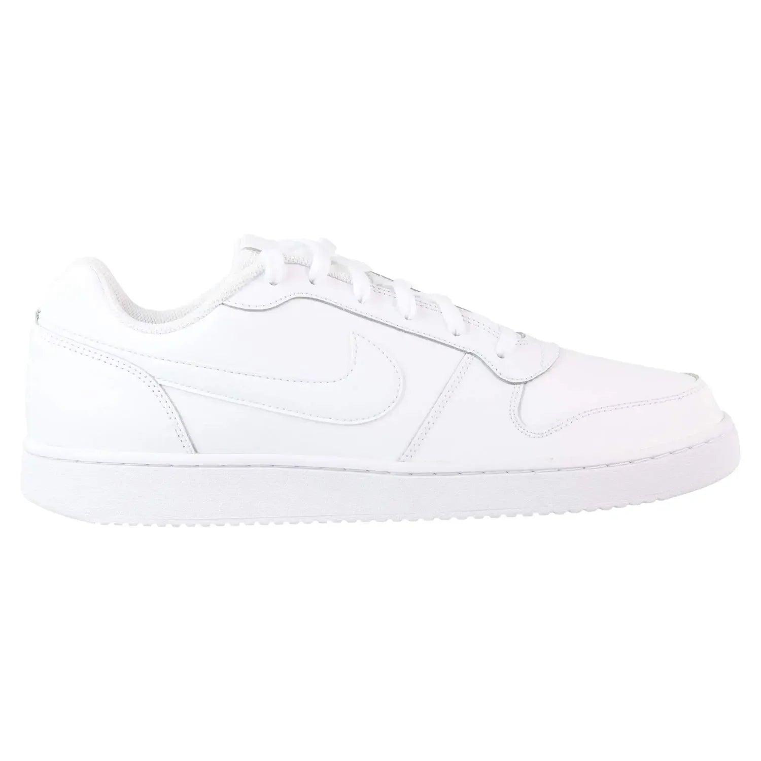 White Nike sneaker with classic Swoosh logo, clean design for women's fashion and casual wear