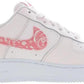 White women's sneaker with pink floral bandana print Swoosh and heel tab, casual fashion footwear