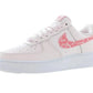 White women's sneaker with pink floral Swoosh, casual fashion footwear for everyday style