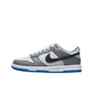 Gray and white Nike Dunk sneaker with blue sole, stylish women's fashion footwear