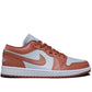 Women's low-top sneaker in brown and light blue with white sole, stylish casual footwear