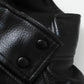 Black leather jacket with snap buttons, women's fashion outerwear detail