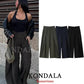 Women's wide-leg pleated trousers in olive, navy, black — stylish fashion pants for casual wear