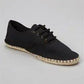 Black canvas espadrille sneakers with lace-up design, stylish women's fashion footwear