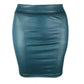 Teal faux leather bodycon mini skirt for women's fashion