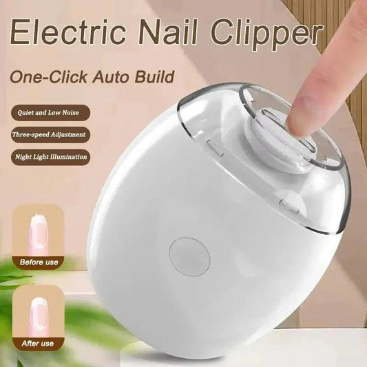 Electric nail clipper with one-click auto build, quiet low noise, 3-speed adjustment, night light illumination