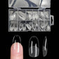Clear false nails in organizer, assorted shapes for manicure, press-on nail tips for women's fashion