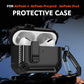Rugged protective case for AirPods 4, Pro, Pro 2, Pro 3 with carabiner clip and carbon fiber design