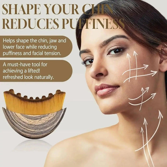 Facial tool for chin and jawline shaping, reduces puffiness, lifts face naturally