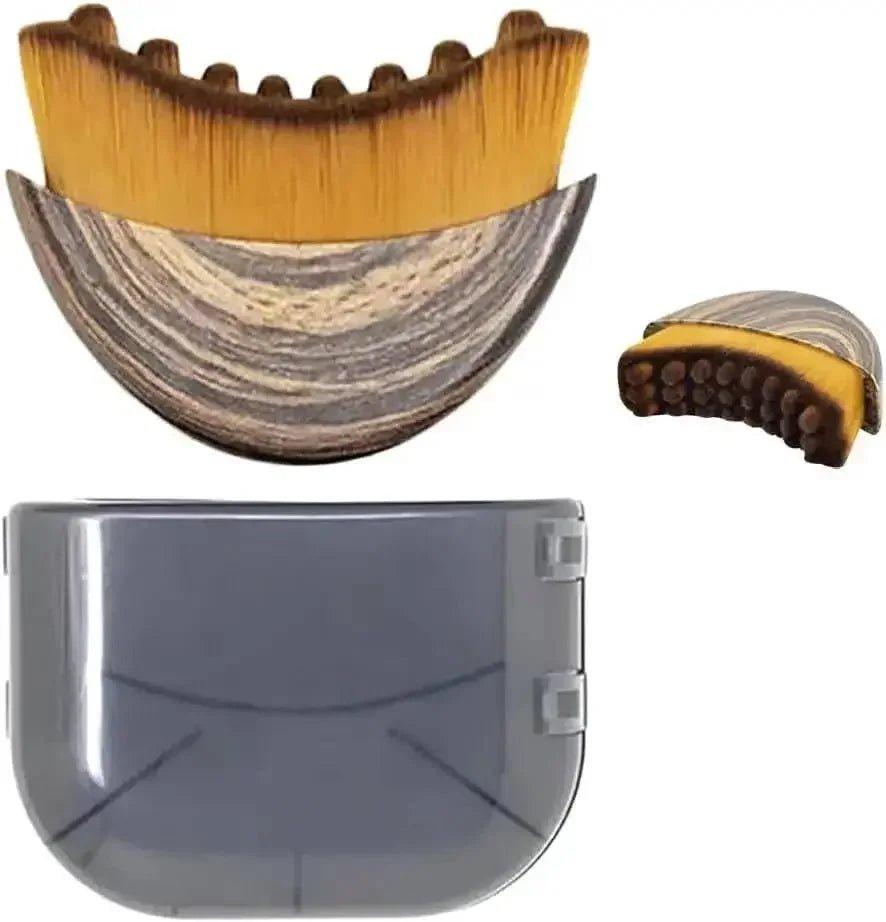 Wooden hairbrush with natural bristles and protective case for grooming