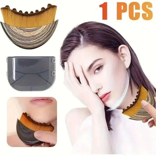 Wooden facial gua sha tool for skincare and massage, shown with woman using it on face