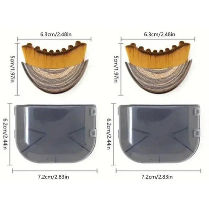 Hairbrush with natural bristles and ergonomic gray handle, dimensions shown for styling and grooming use