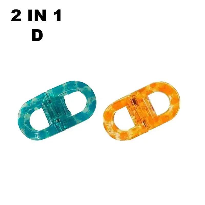 2-in-1 hair clip set in blue and orange, stylish hair accessory for women's fashion