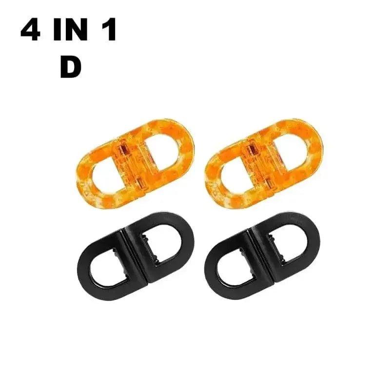 4-in-1 plastic buckles in orange and black for bags or straps