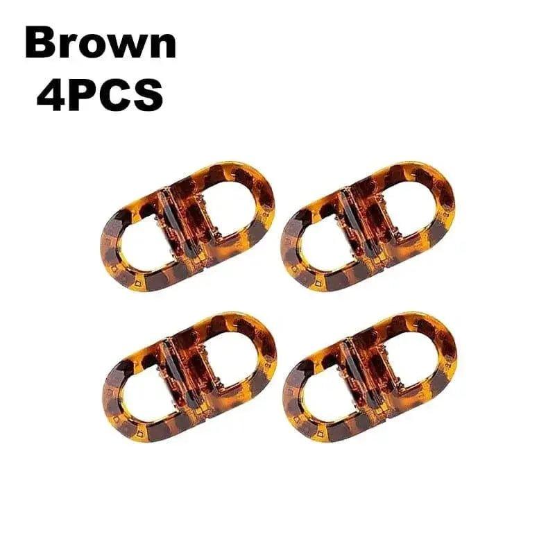 Brown tortoiseshell hair clips, 4pcs set for women's fashion styling