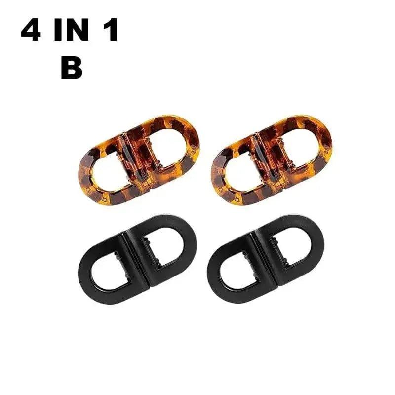 4-in-1 tortoiseshell and black hair clips for women's fashion styling
