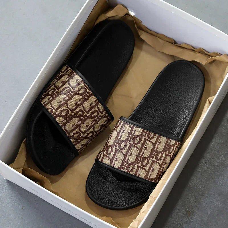 Men's Home Slippers Lightweight Summer New Style Flat and Worn Casual Retro Patterned Anti - slip Quick - drying Sandals - Womans Fashion